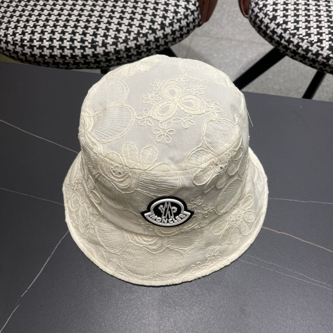  蒙口Moncler🆕2025新款遮阳帽子女夏季镂空小众刺绣渔夫帽
