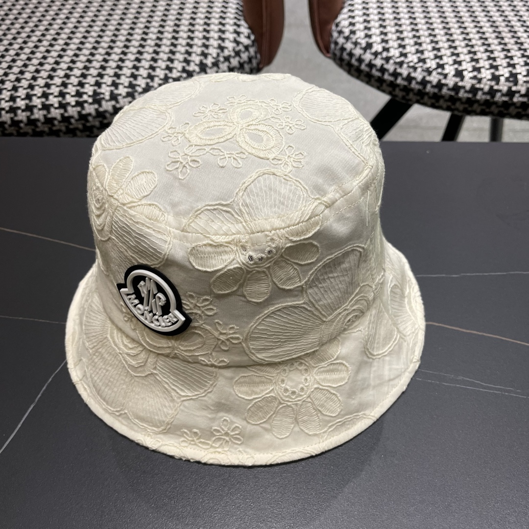  蒙口Moncler🆕2025新款遮阳帽子女夏季镂空小众刺绣渔夫帽
