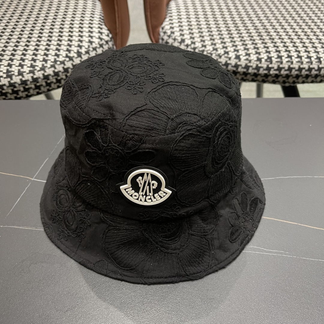  蒙口Moncler🆕2025新款遮阳帽子女夏季镂空小众刺绣渔夫帽
