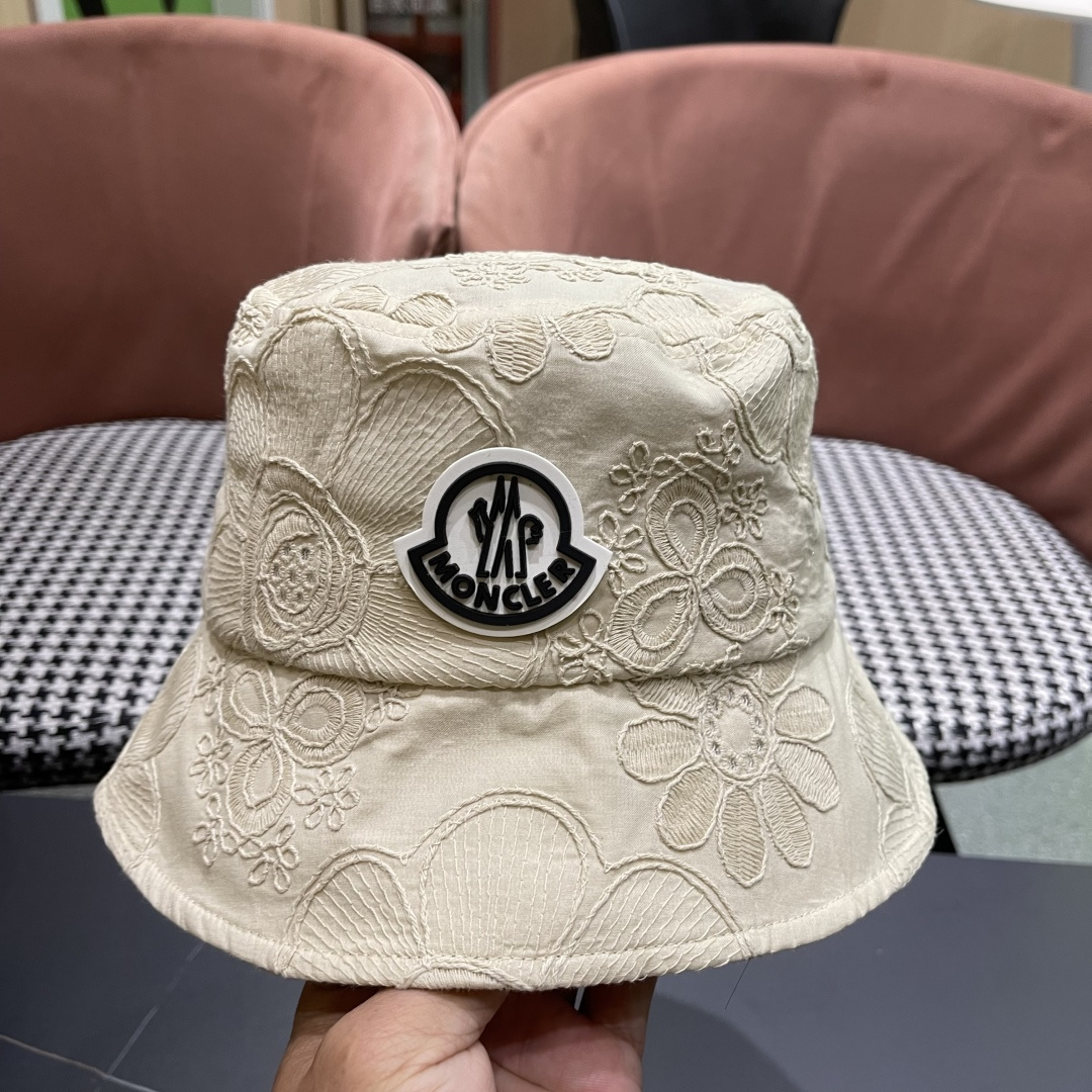 蒙口Moncler🆕2025新款遮阳帽子女夏季镂空小众刺绣渔夫帽
