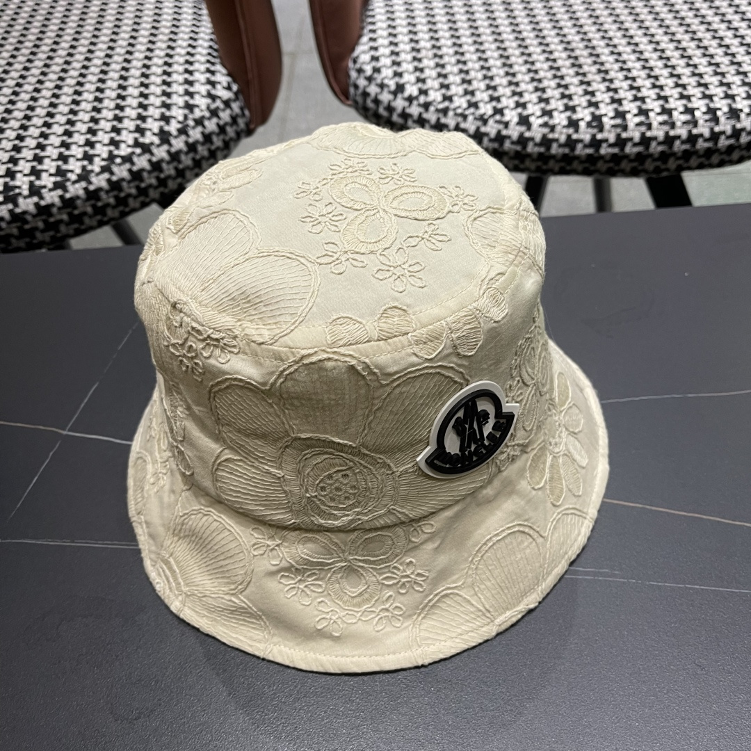  蒙口Moncler🆕2025新款遮阳帽子女夏季镂空小众刺绣渔夫帽
