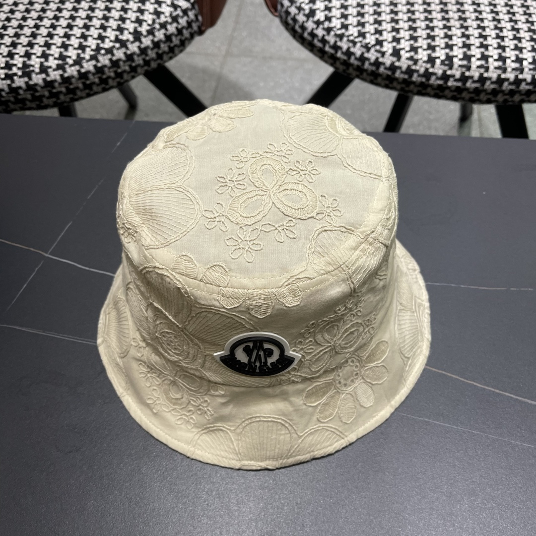  蒙口Moncler🆕2025新款遮阳帽子女夏季镂空小众刺绣渔夫帽
