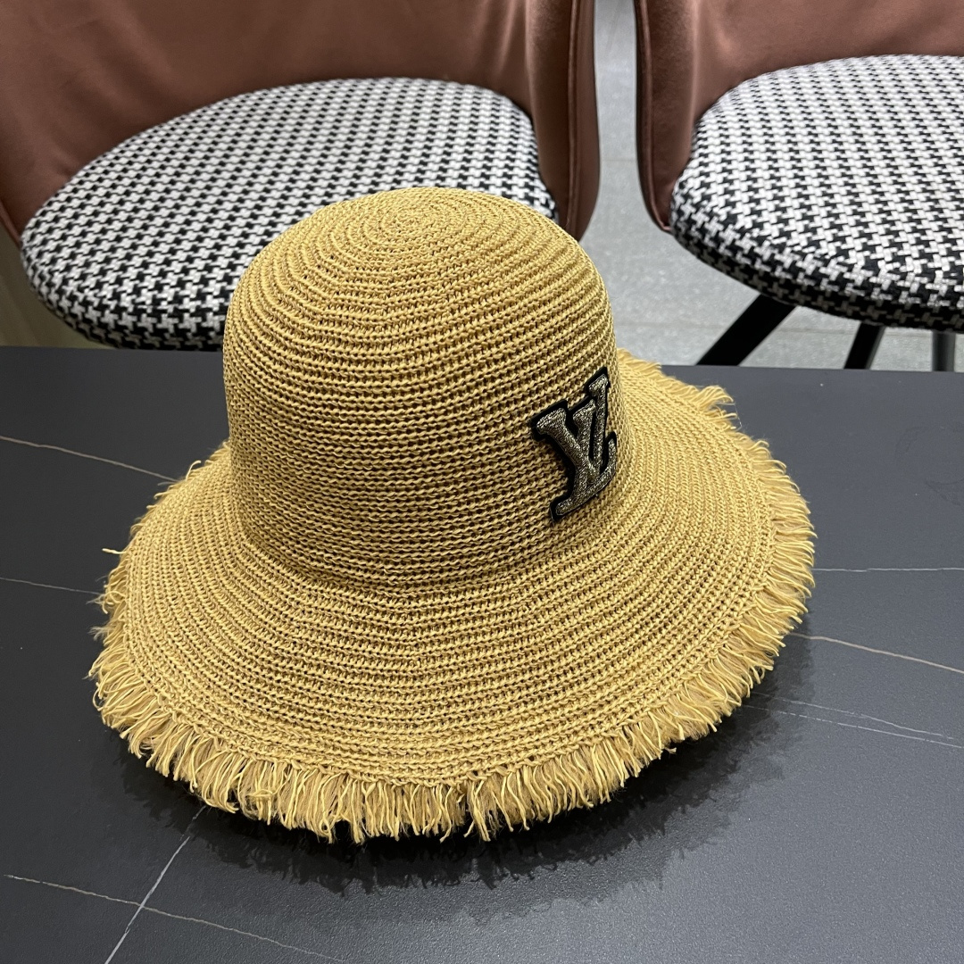  Lv路易威登 女小清新沙滩韩版遮脸编织防晒透气渔夫帽
大檐太阳户外帽子