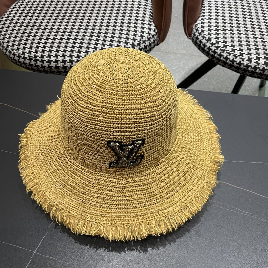  Lv路易威登 女小清新沙滩韩版遮脸编织防晒透气渔夫帽
大檐太阳户外帽子