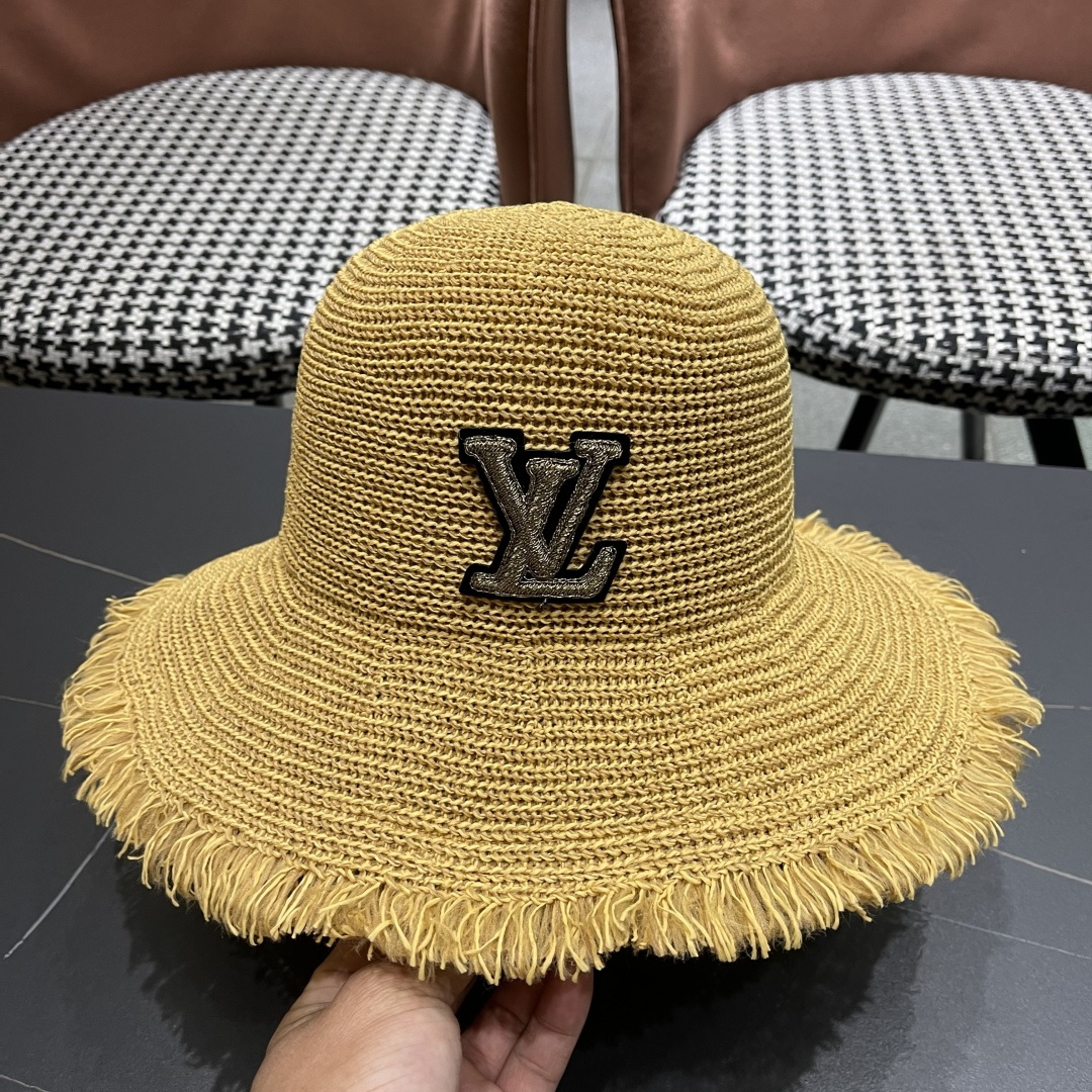  Lv路易威登 女小清新沙滩韩版遮脸编织防晒透气渔夫帽
大檐太阳户外帽子