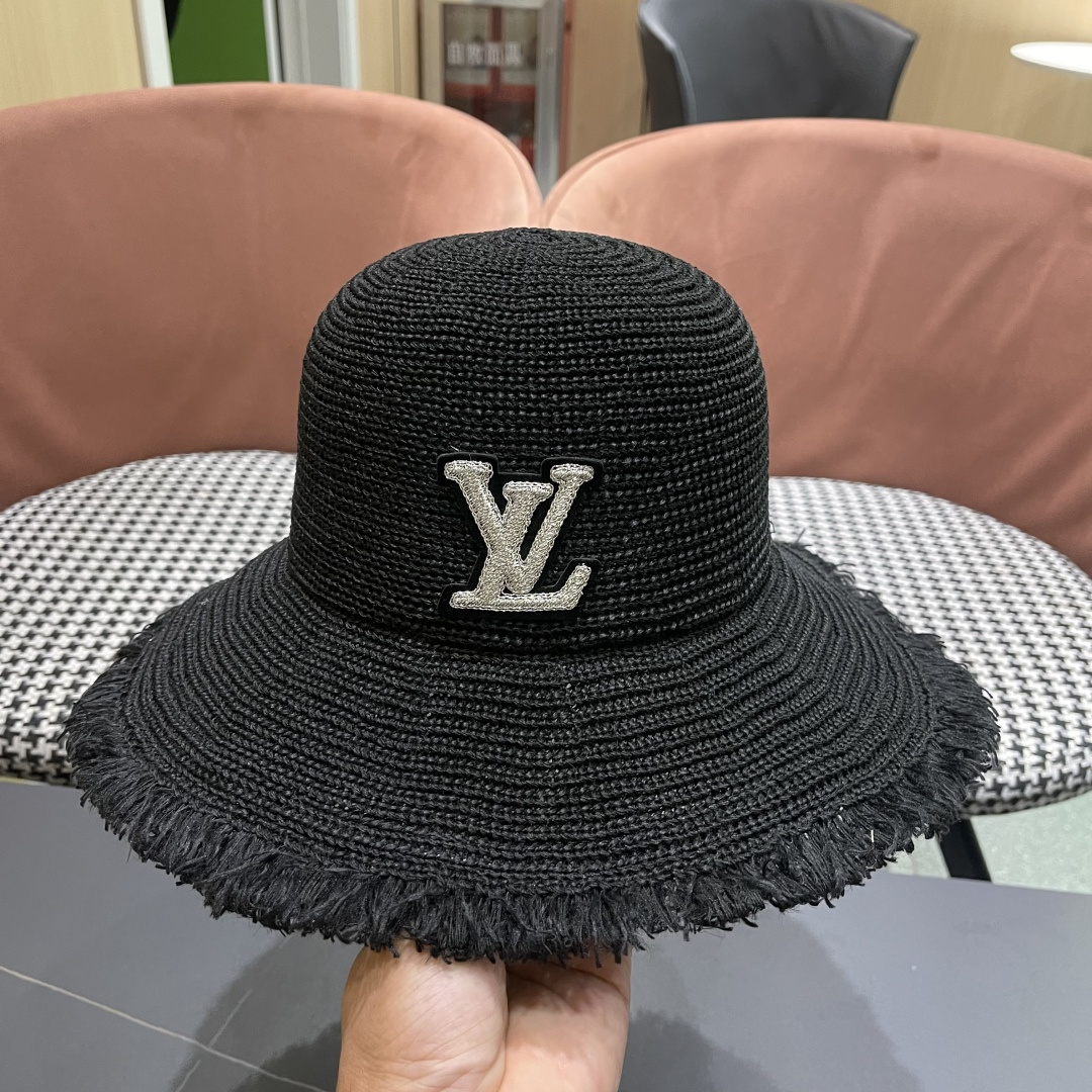  Lv路易威登 女小清新沙滩韩版遮脸编织防晒透气渔夫帽
大檐太阳户外帽子