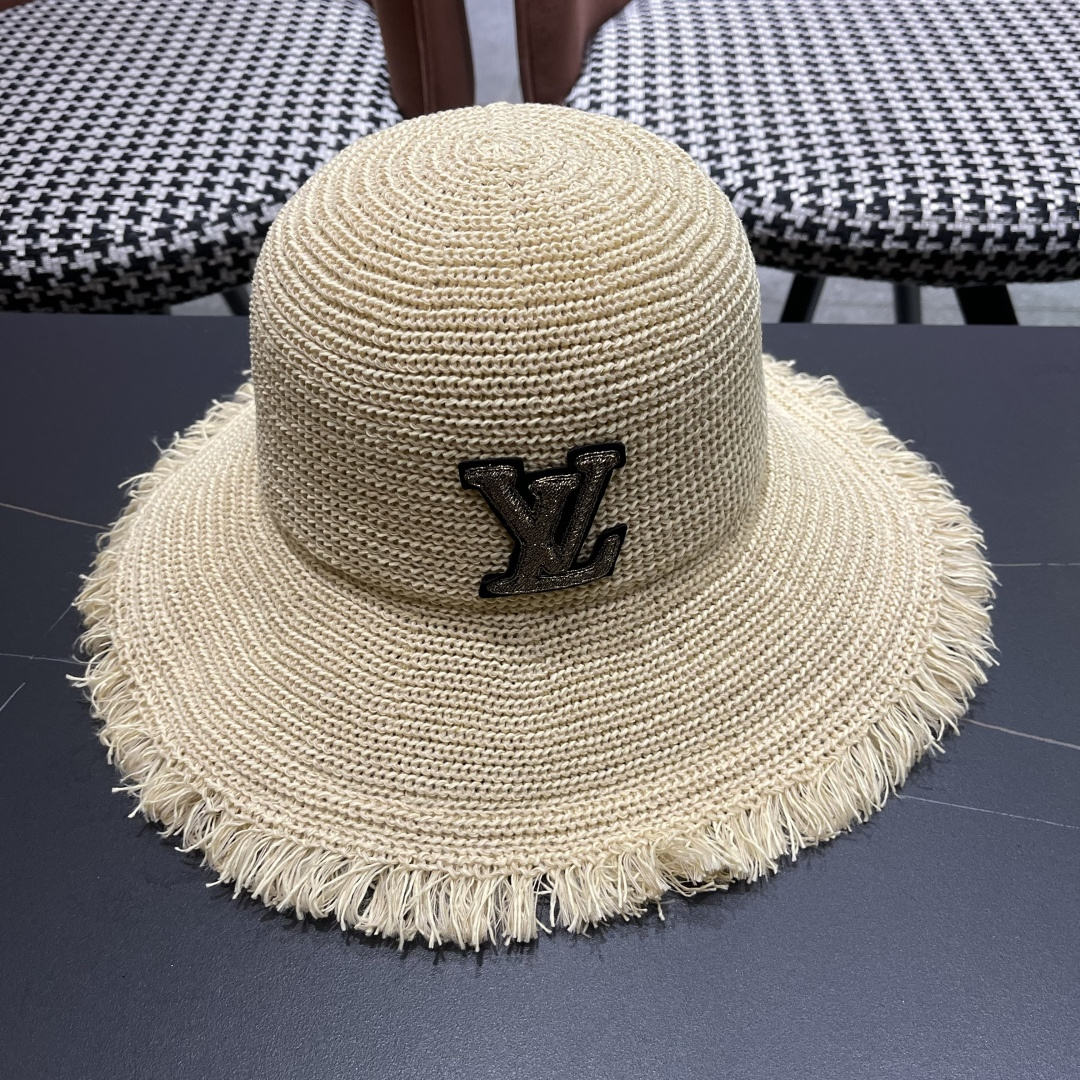  Lv路易威登 女小清新沙滩韩版遮脸编织防晒透气渔夫帽
大檐太阳户外帽子