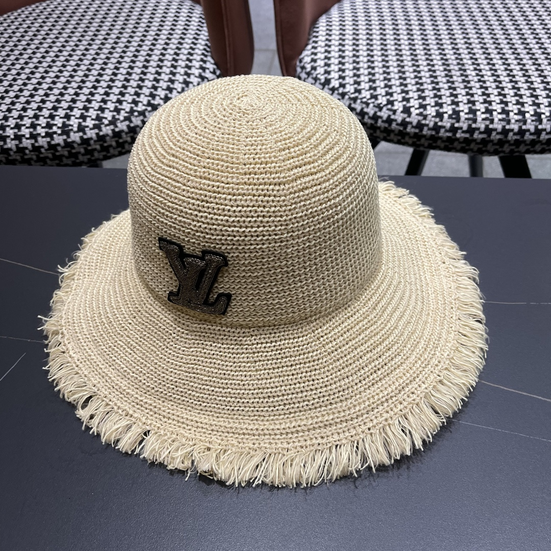  Lv路易威登 女小清新沙滩韩版遮脸编织防晒透气渔夫帽
大檐太阳户外帽子