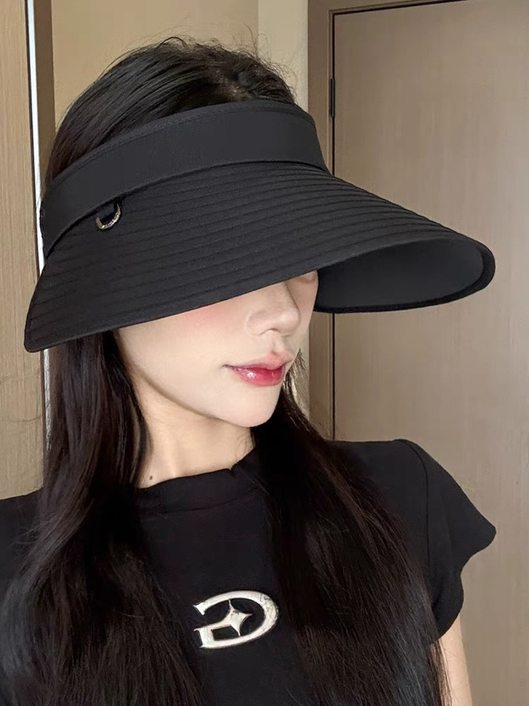  【迪奥DIOR】2025加大帽檐空顶帽女遮阳防晒夏季双层防紫外线
发箍骑车不翻太阳帽子