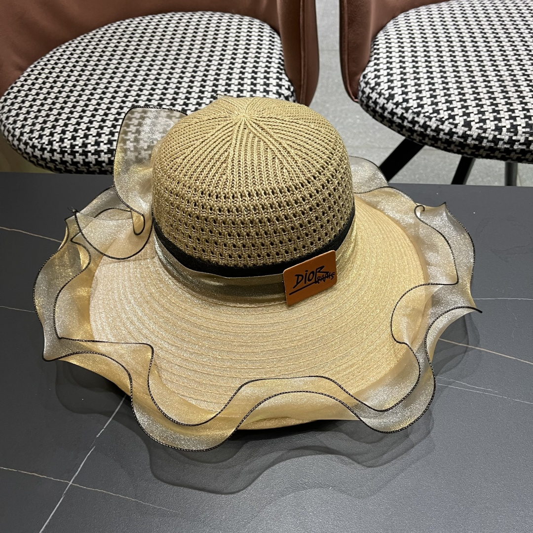 【迪奥DIOR】高级感气质优雅大沿帽女神欧根纱透气波浪边
防晒帽夏季妈妈遮阳帽