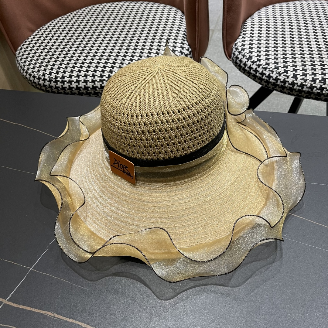 【迪奥DIOR】高级感气质优雅大沿帽女神欧根纱透气波浪边
防晒帽夏季妈妈遮阳帽