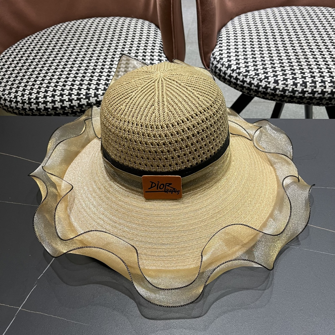 【迪奥DIOR】高级感气质优雅大沿帽女神欧根纱透气波浪边
防晒帽夏季妈妈遮阳帽