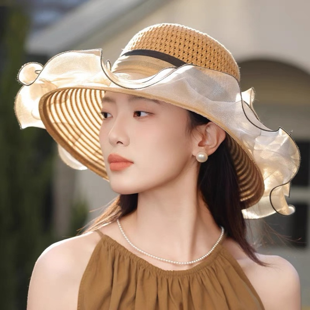 【迪奥DIOR】高级感气质优雅大沿帽女神欧根纱透气波浪边
防晒帽夏季妈妈遮阳帽