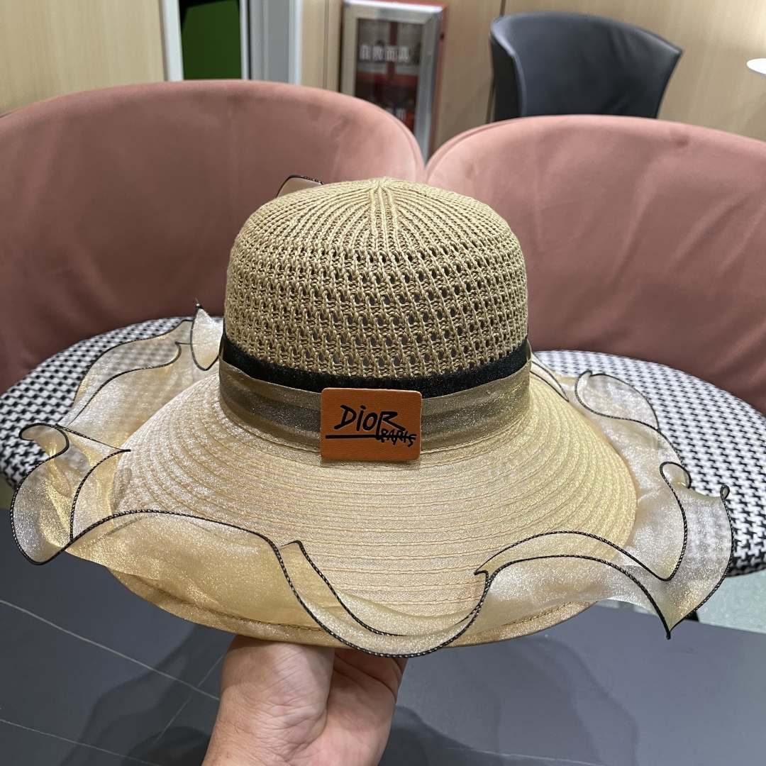 【迪奥DIOR】高级感气质优雅大沿帽女神欧根纱透气波浪边
防晒帽夏季妈妈遮阳帽