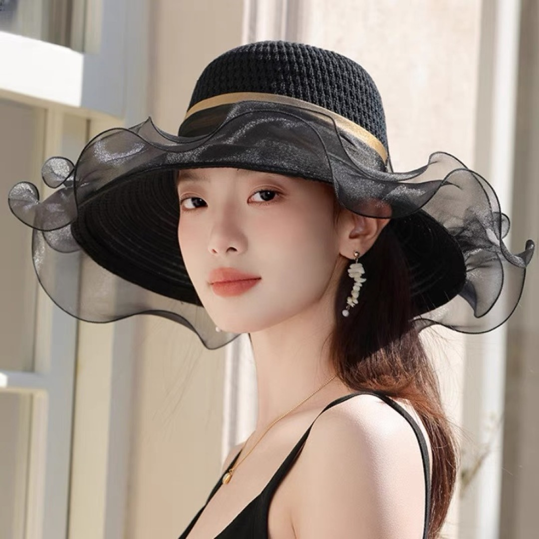 【迪奥DIOR】高级感气质优雅大沿帽女神欧根纱透气波浪边
防晒帽夏季妈妈遮阳帽