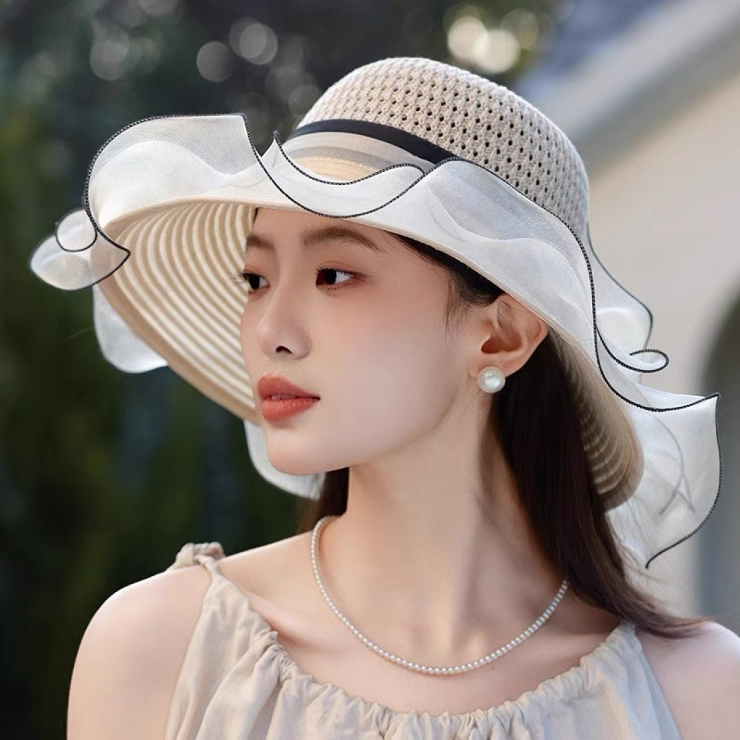 【迪奥DIOR】高级感气质优雅大沿帽女神欧根纱透气波浪边
防晒帽夏季妈妈遮阳帽