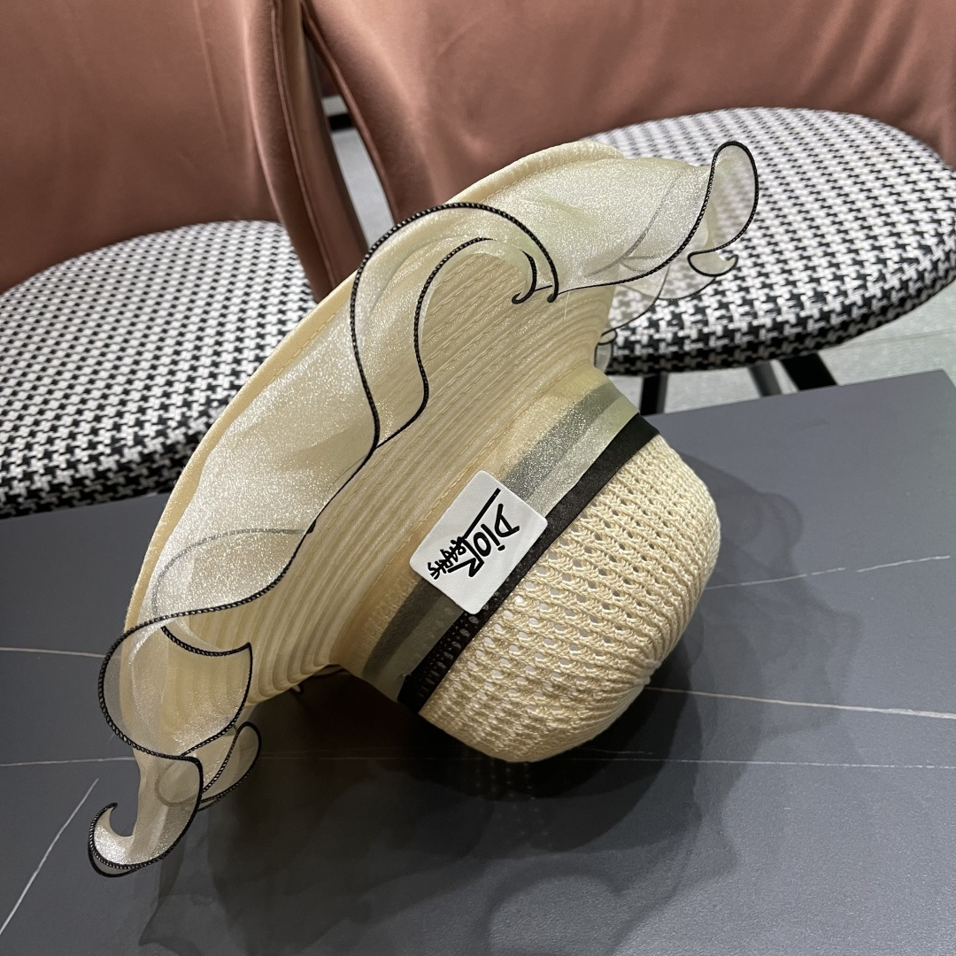 【迪奥DIOR】高级感气质优雅大沿帽女神欧根纱透气波浪边
防晒帽夏季妈妈遮阳帽