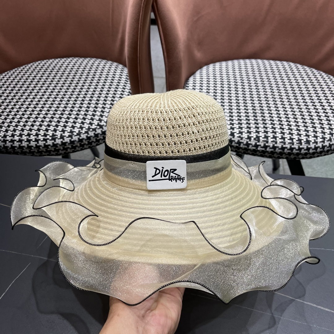 【迪奥DIOR】高级感气质优雅大沿帽女神欧根纱透气波浪边
防晒帽夏季妈妈遮阳帽
