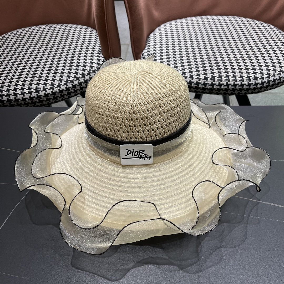 【迪奥DIOR】高级感气质优雅大沿帽女神欧根纱透气波浪边
防晒帽夏季妈妈遮阳帽