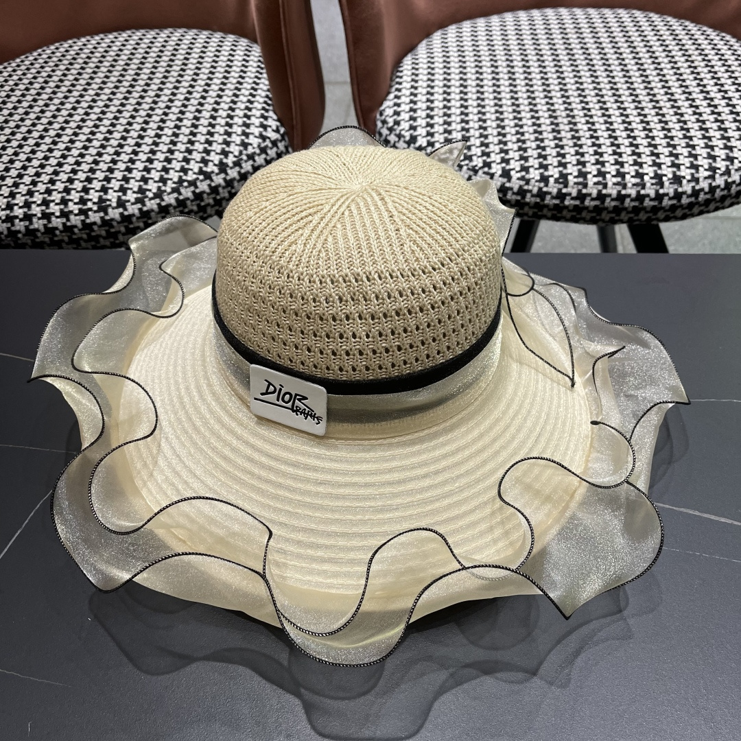 【迪奥DIOR】高级感气质优雅大沿帽女神欧根纱透气波浪边
防晒帽夏季妈妈遮阳帽
