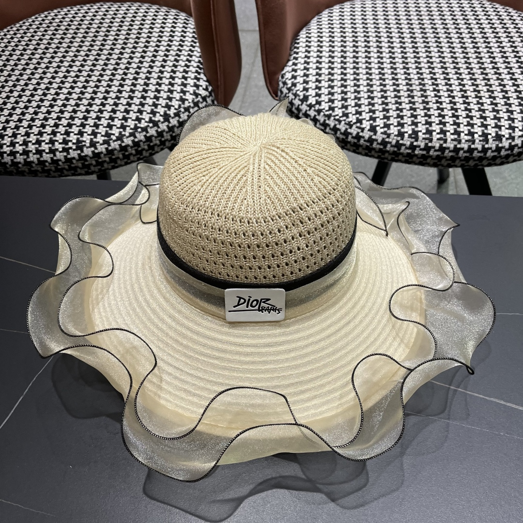 【迪奥DIOR】高级感气质优雅大沿帽女神欧根纱透气波浪边
防晒帽夏季妈妈遮阳帽