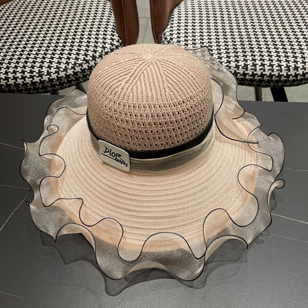 【迪奥DIOR】高级感气质优雅大沿帽女神欧根纱透气波浪边
防晒帽夏季妈妈遮阳帽
