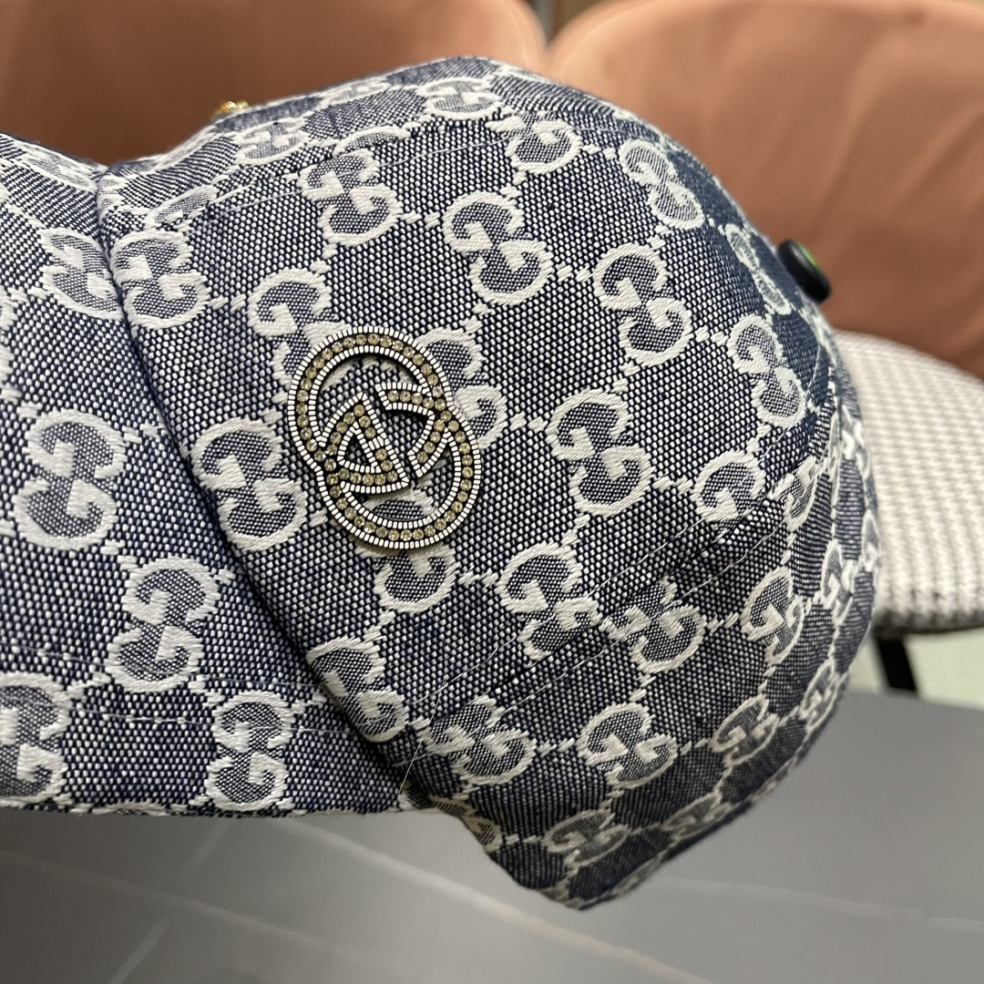  Gucci古奇新款原单棒球帽，大双G，专柜11开模订制，完美对花,轻盈透气！基础头围56，贴片可调节。
