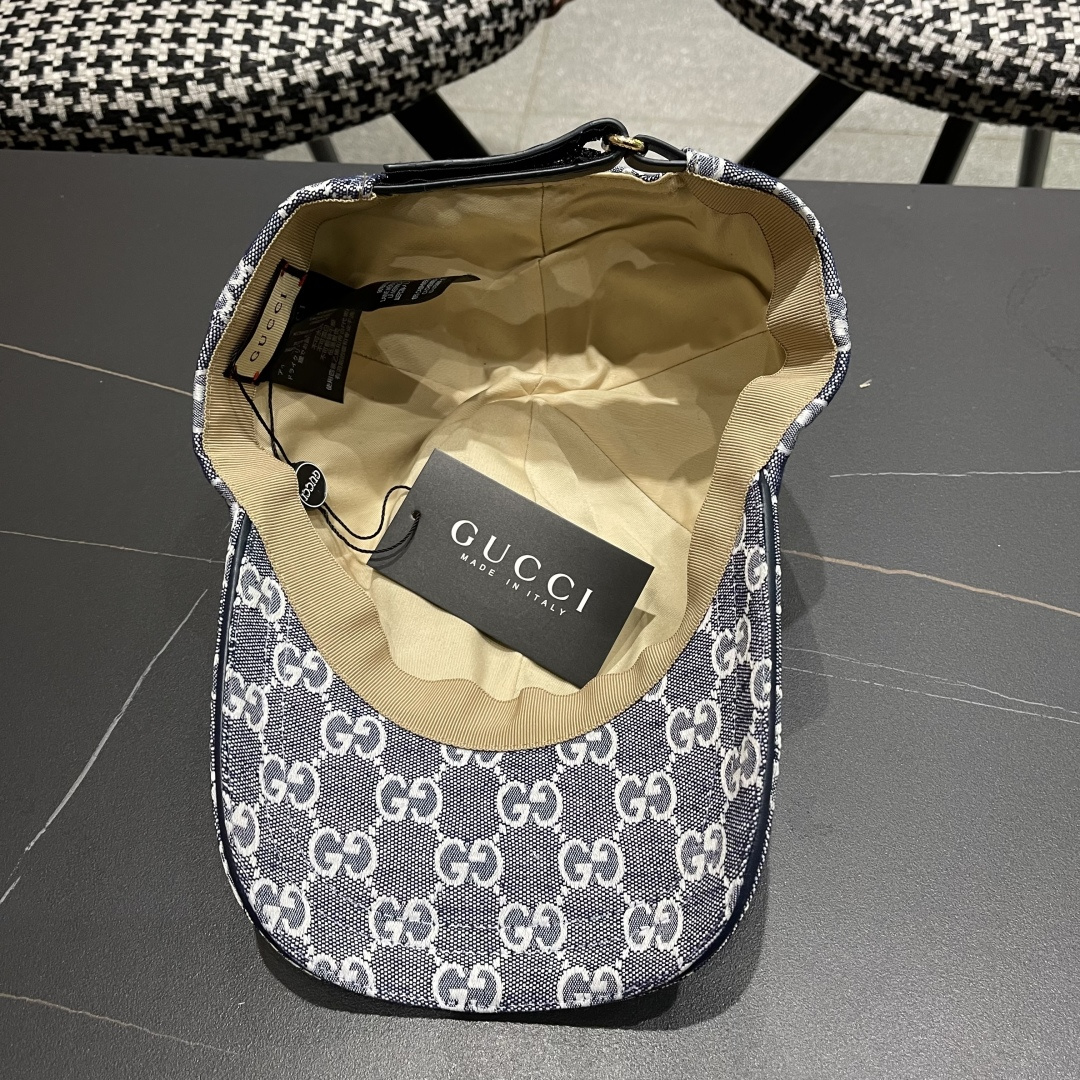  Gucci古奇新款原单棒球帽，大双G，专柜11开模订制，完美对花,轻盈透气！基础头围56，贴片可调节。
