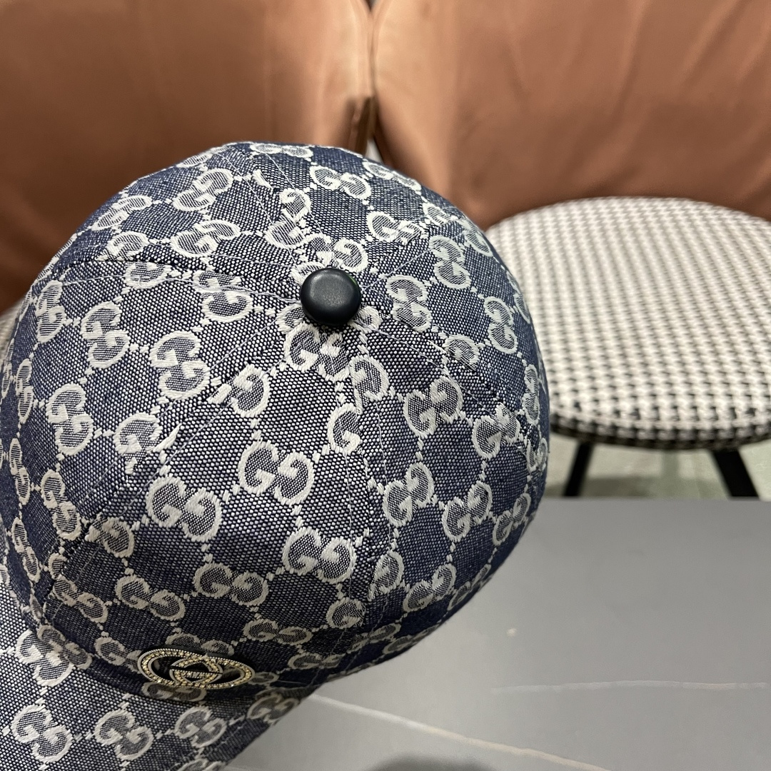  Gucci古奇新款原单棒球帽，大双G，专柜11开模订制，完美对花,轻盈透气！基础头围56，贴片可调节。