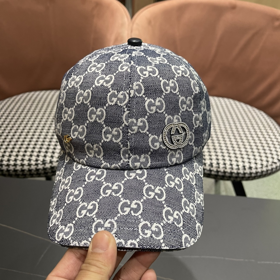  Gucci古奇新款原单棒球帽，大双G，专柜11开模订制，完美对花,轻盈透气！基础头围56，贴片可调节。