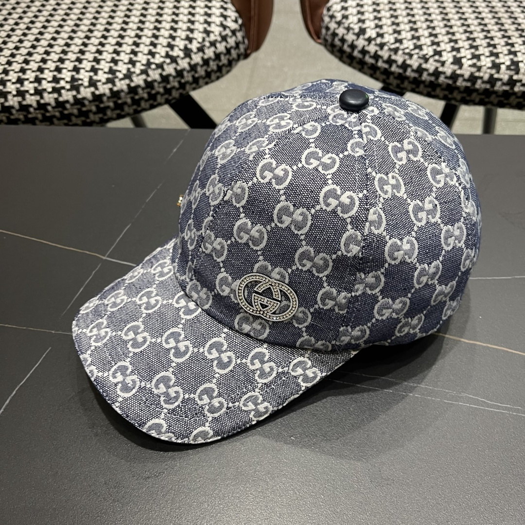  Gucci古奇新款原单棒球帽，大双G，专柜11开模订制，完美对花,轻盈透气！基础头围56，贴片可调节。