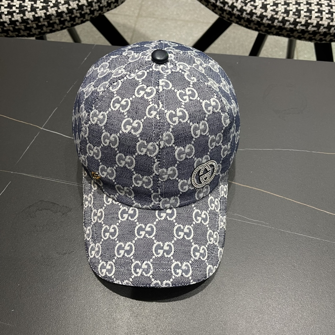 Gucci古奇新款原单棒球帽，大双G，专柜11开模订制，完美对花,轻盈透气！基础头围56，贴片可调节。