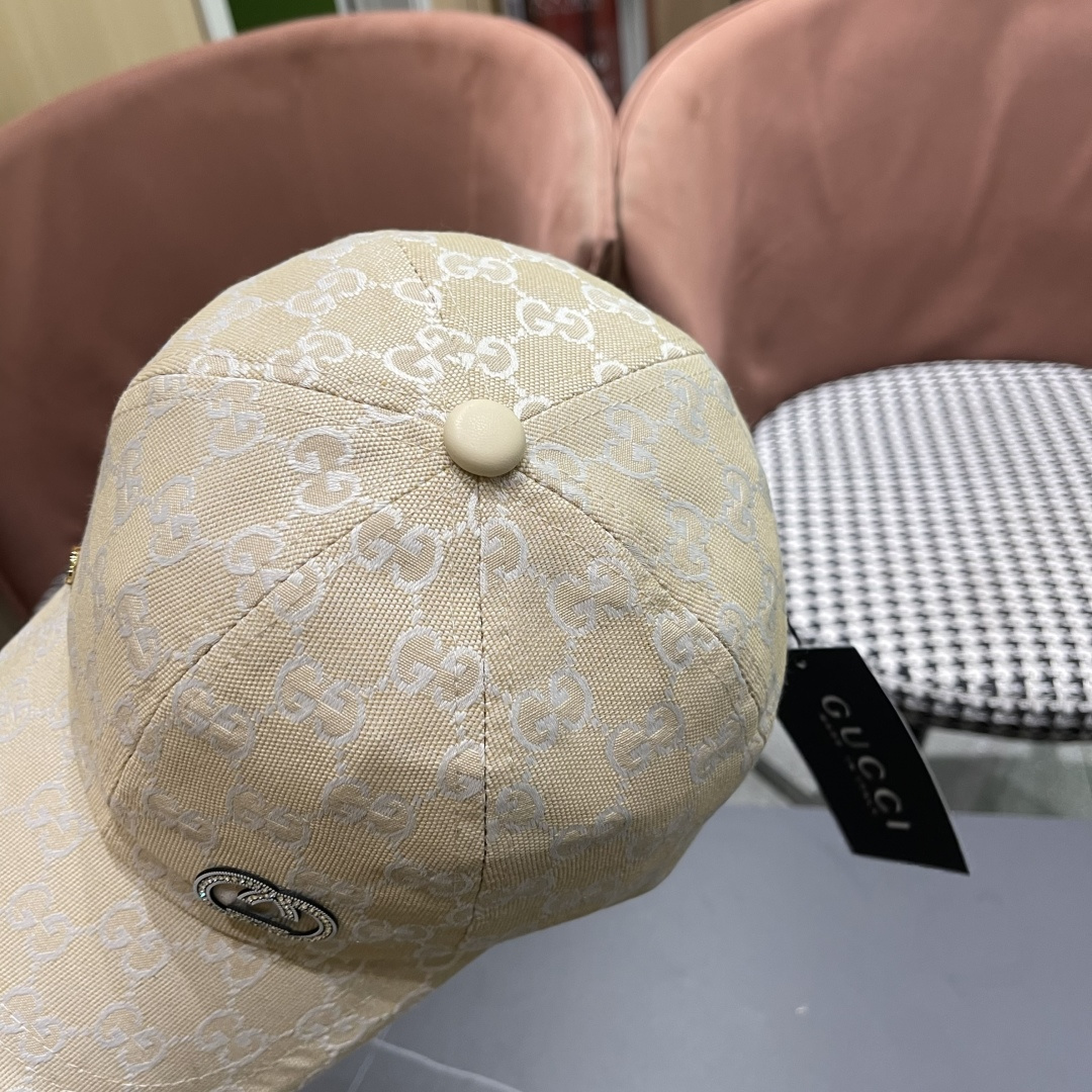  Gucci古奇新款原单棒球帽，大双G，专柜11开模订制，完美对花,轻盈透气！基础头围56，贴片可调节。