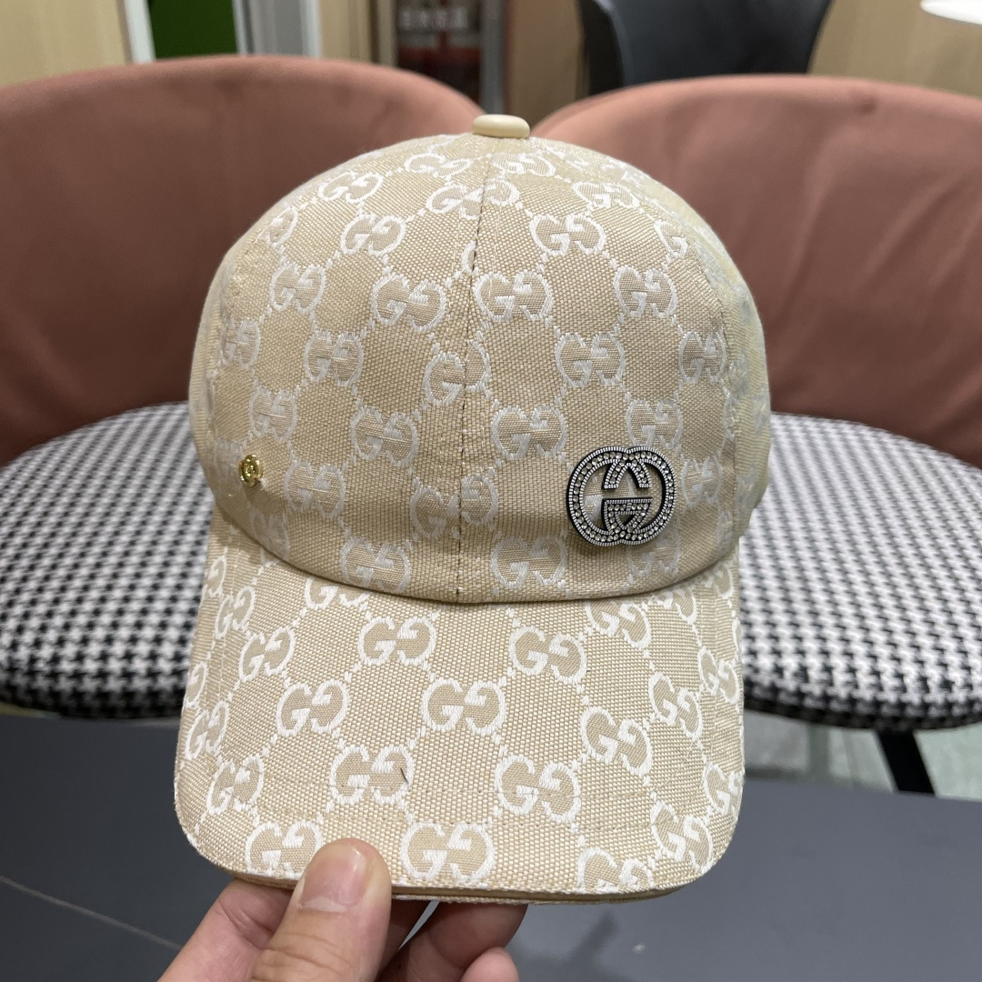  Gucci古奇新款原单棒球帽，大双G，专柜11开模订制，完美对花,轻盈透气！基础头围56，贴片可调节。