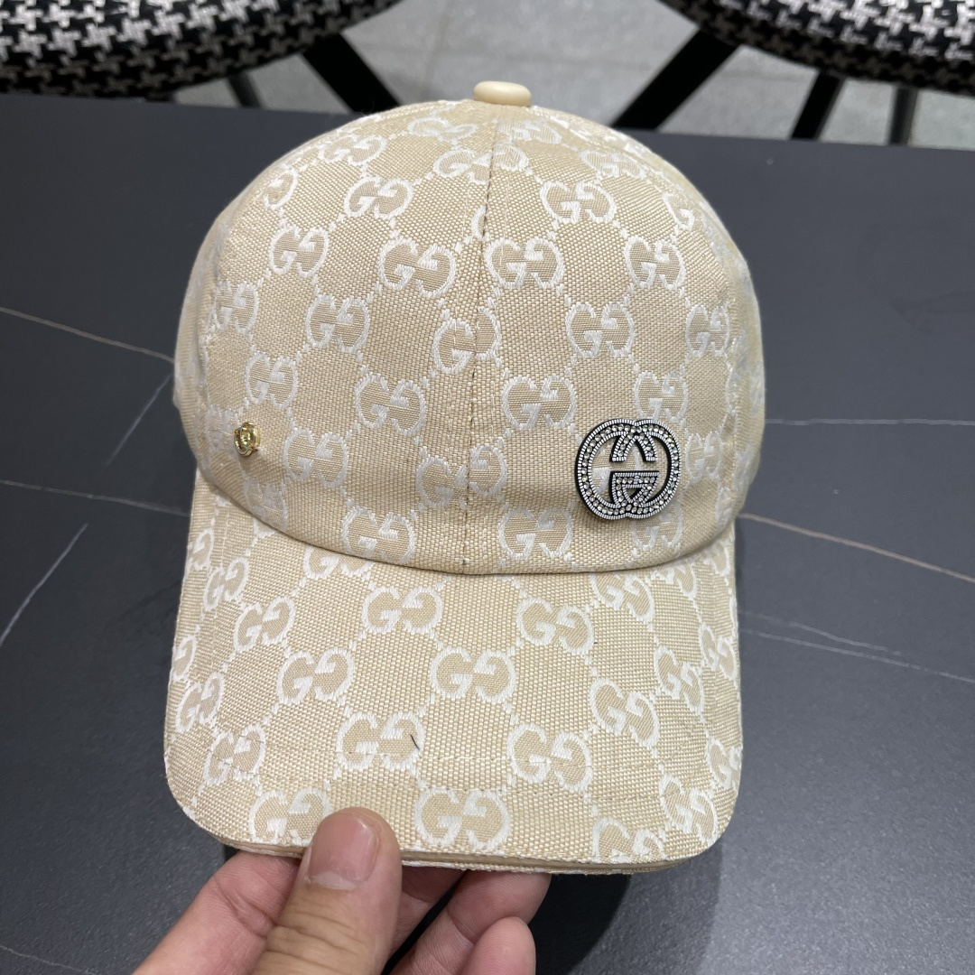  Gucci古奇新款原单棒球帽，大双G，专柜11开模订制，完美对花,轻盈透气！基础头围56，贴片可调节。