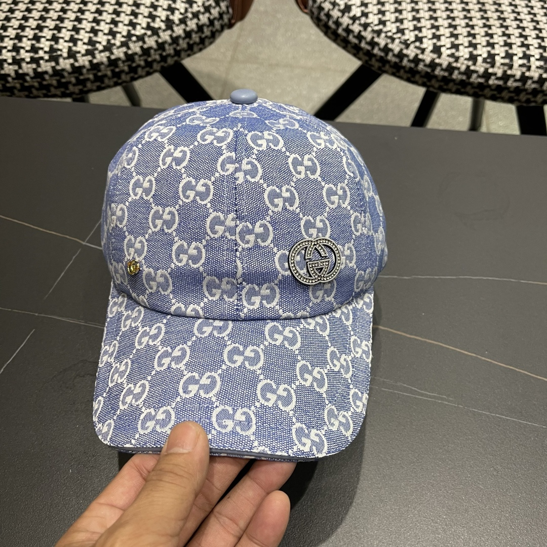  Gucci古奇新款原单棒球帽，大双G，专柜11开模订制，完美对花,轻盈透气！基础头围56，贴片可调节。
