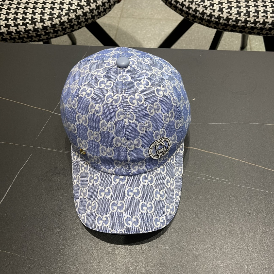 Gucci古奇新款原单棒球帽，大双G，专柜11开模订制，完美对花,轻盈透气！基础头围56，贴片可调节。