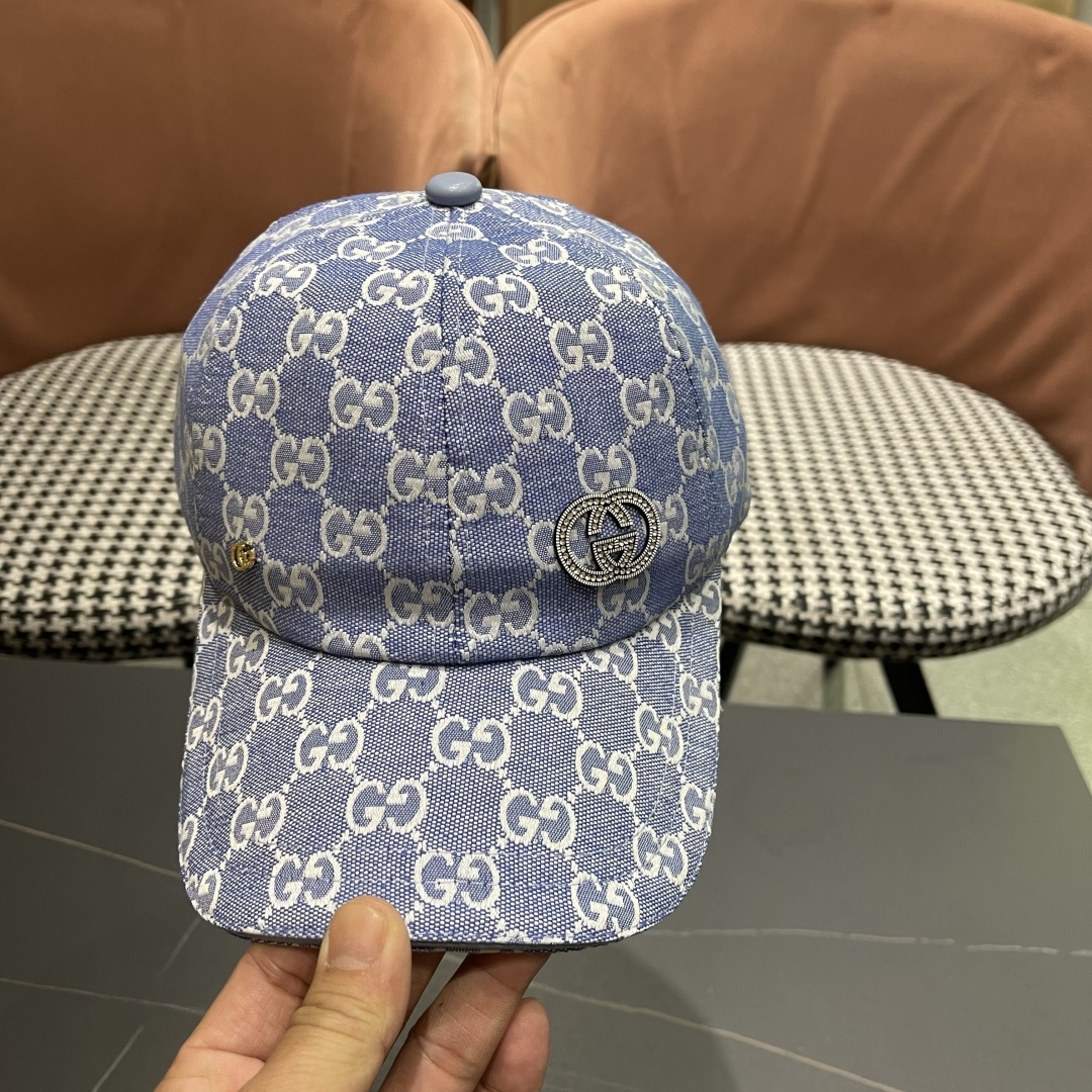  Gucci古奇新款原单棒球帽，大双G，专柜11开模订制，完美对花,轻盈透气！基础头围56，贴片可调节。