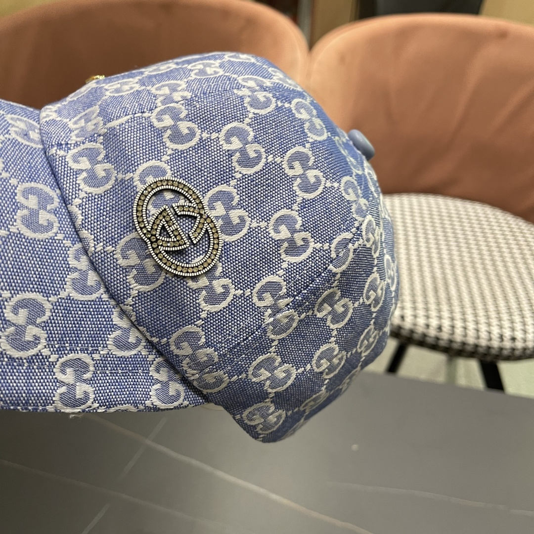  Gucci古奇新款原单棒球帽，大双G，专柜11开模订制，完美对花,轻盈透气！基础头围56，贴片可调节。