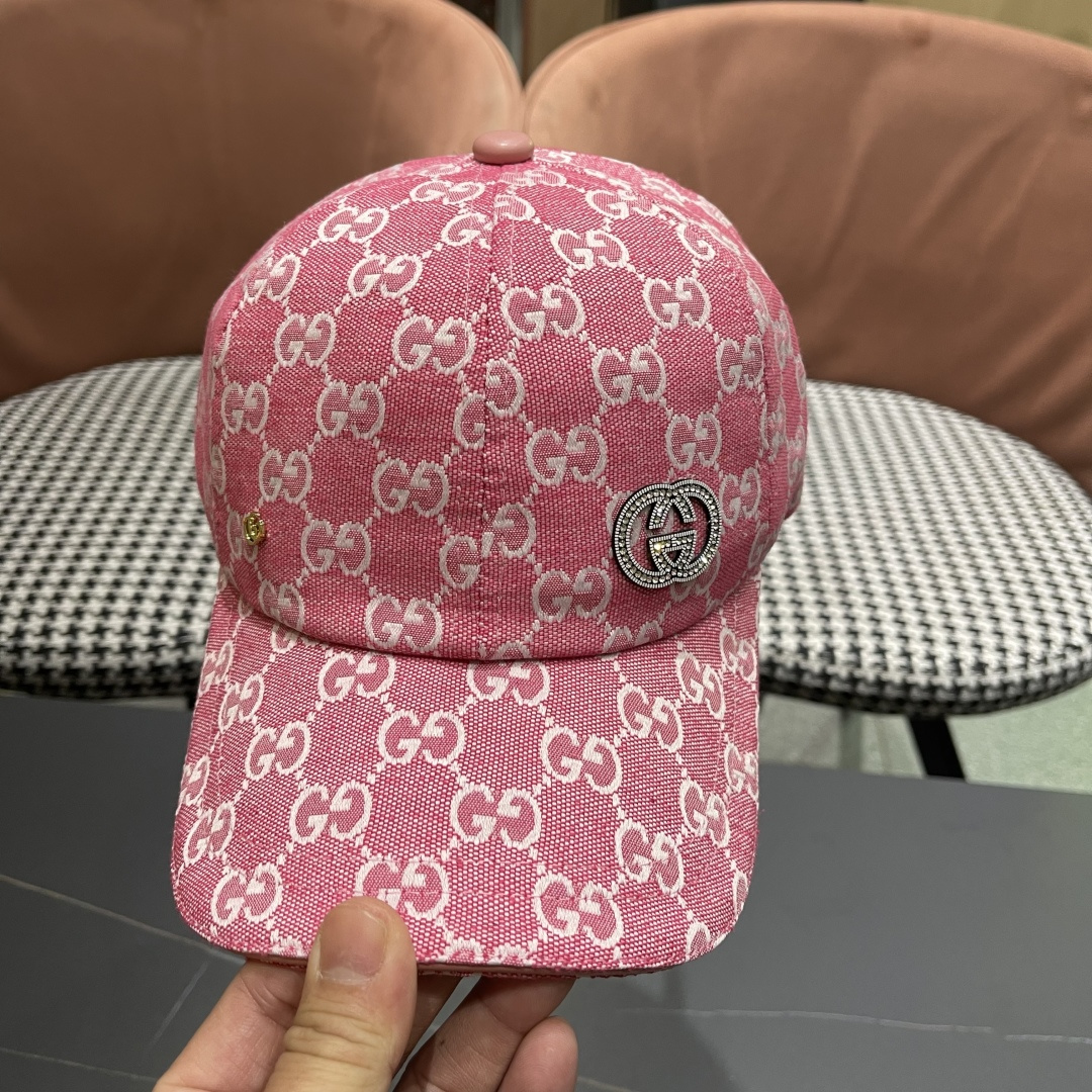  Gucci古奇新款原单棒球帽，大双G，专柜11开模订制，完美对花,轻盈透气！基础头围56，贴片可调节。
