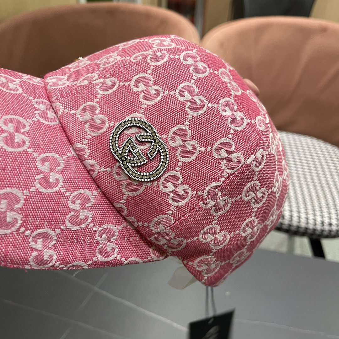  Gucci古奇新款原单棒球帽，大双G，专柜11开模订制，完美对花,轻盈透气！基础头围56，贴片可调节。