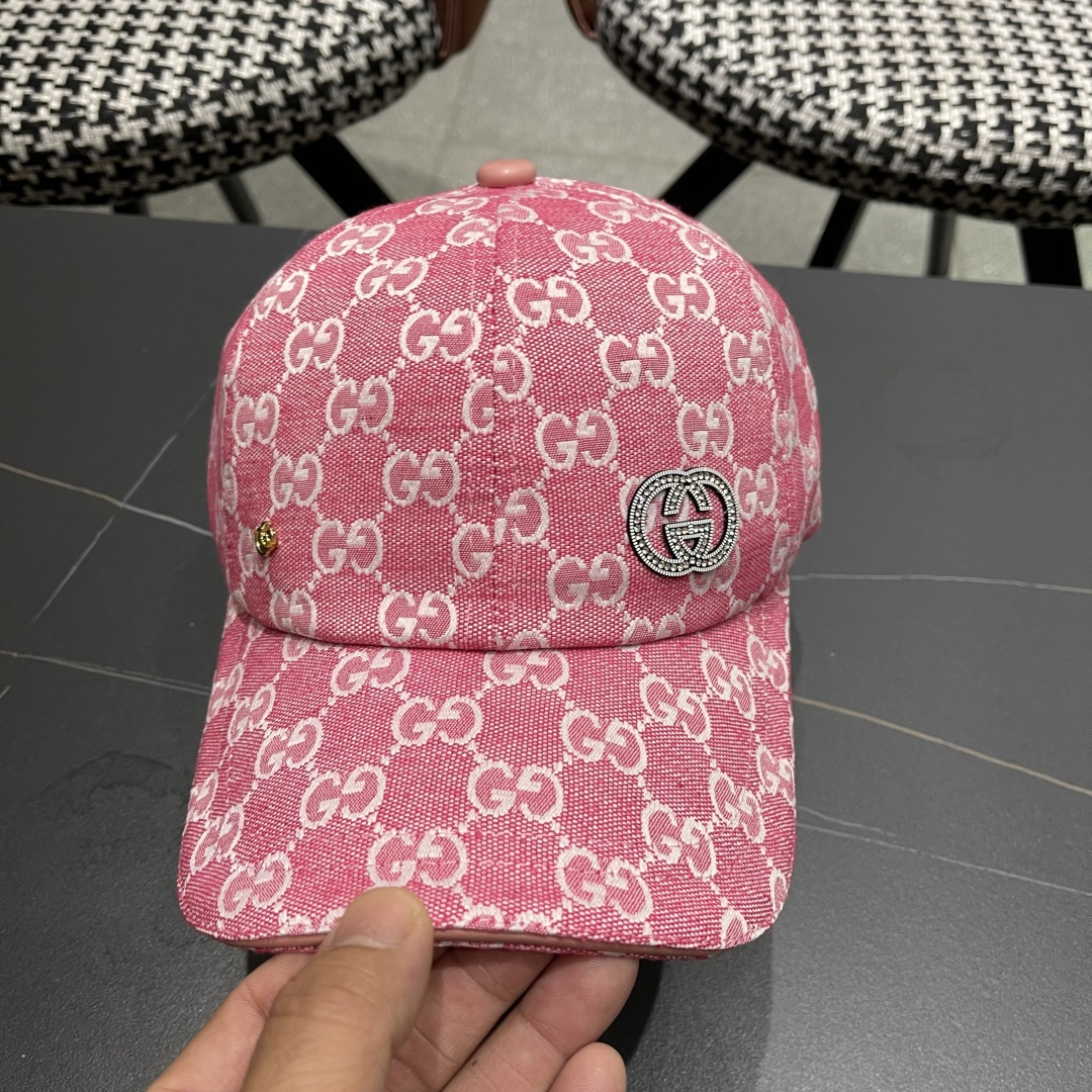  Gucci古奇新款原单棒球帽，大双G，专柜11开模订制，完美对花,轻盈透气！基础头围56，贴片可调节。