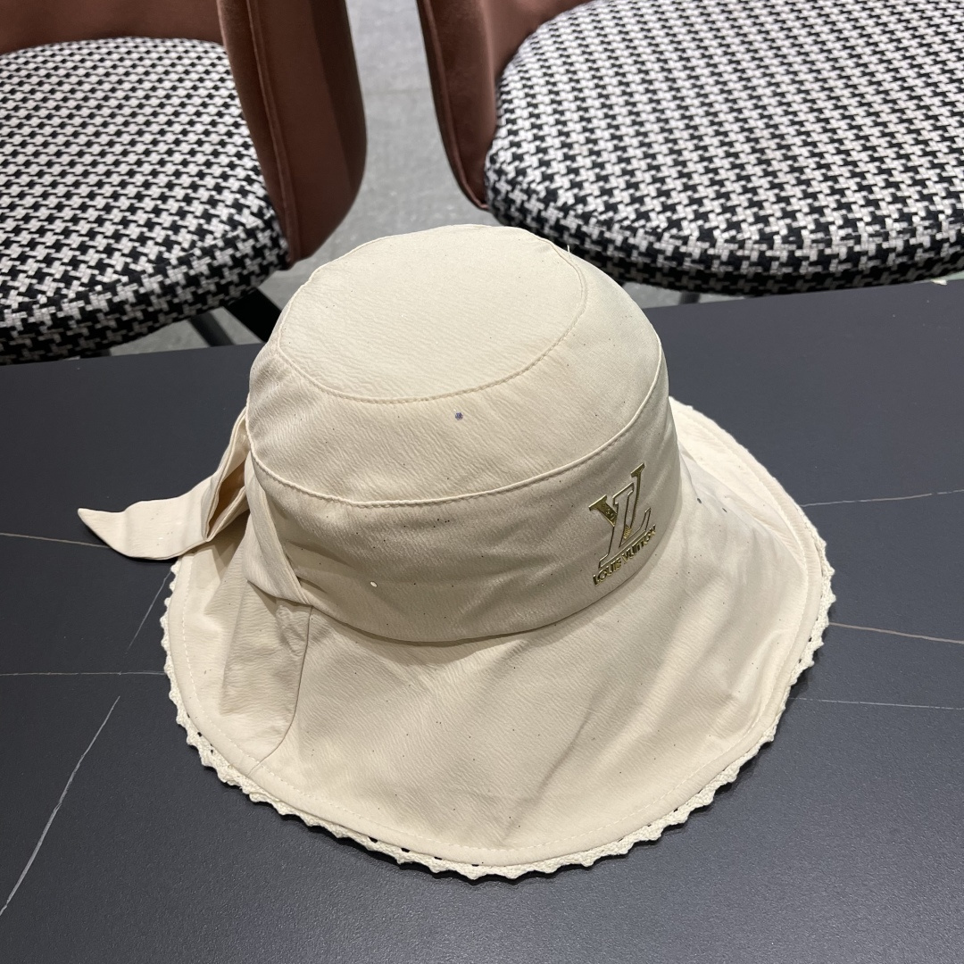  lv路易威登2025新款蝴蝶结防晒渔夫帽子女旅游度假太阳帽休
闲沙滩遮阳帽时尚岔帽