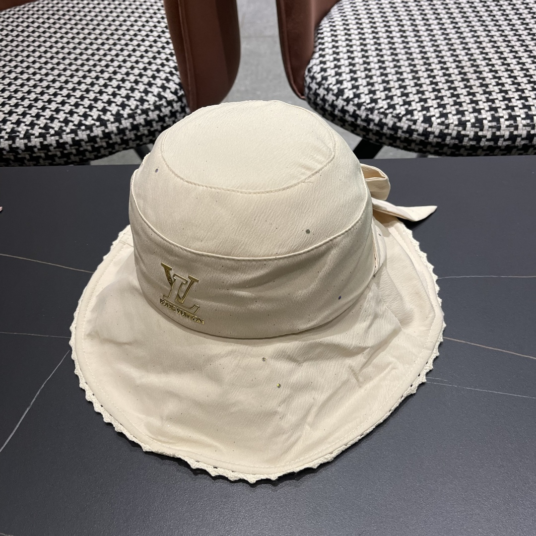  lv路易威登2025新款蝴蝶结防晒渔夫帽子女旅游度假太阳帽休
闲沙滩遮阳帽时尚岔帽