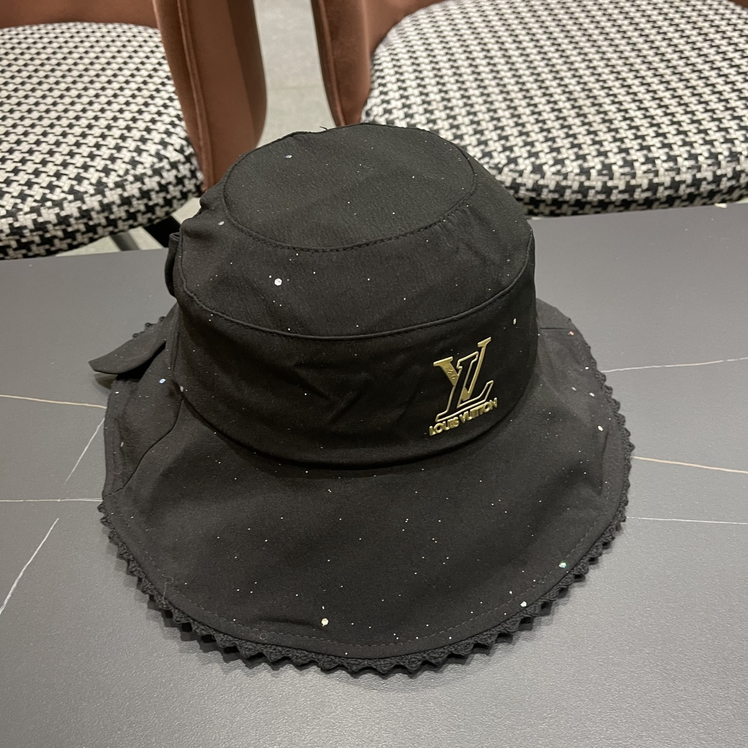  lv路易威登2025新款蝴蝶结防晒渔夫帽子女旅游度假太阳帽休
闲沙滩遮阳帽时尚岔帽