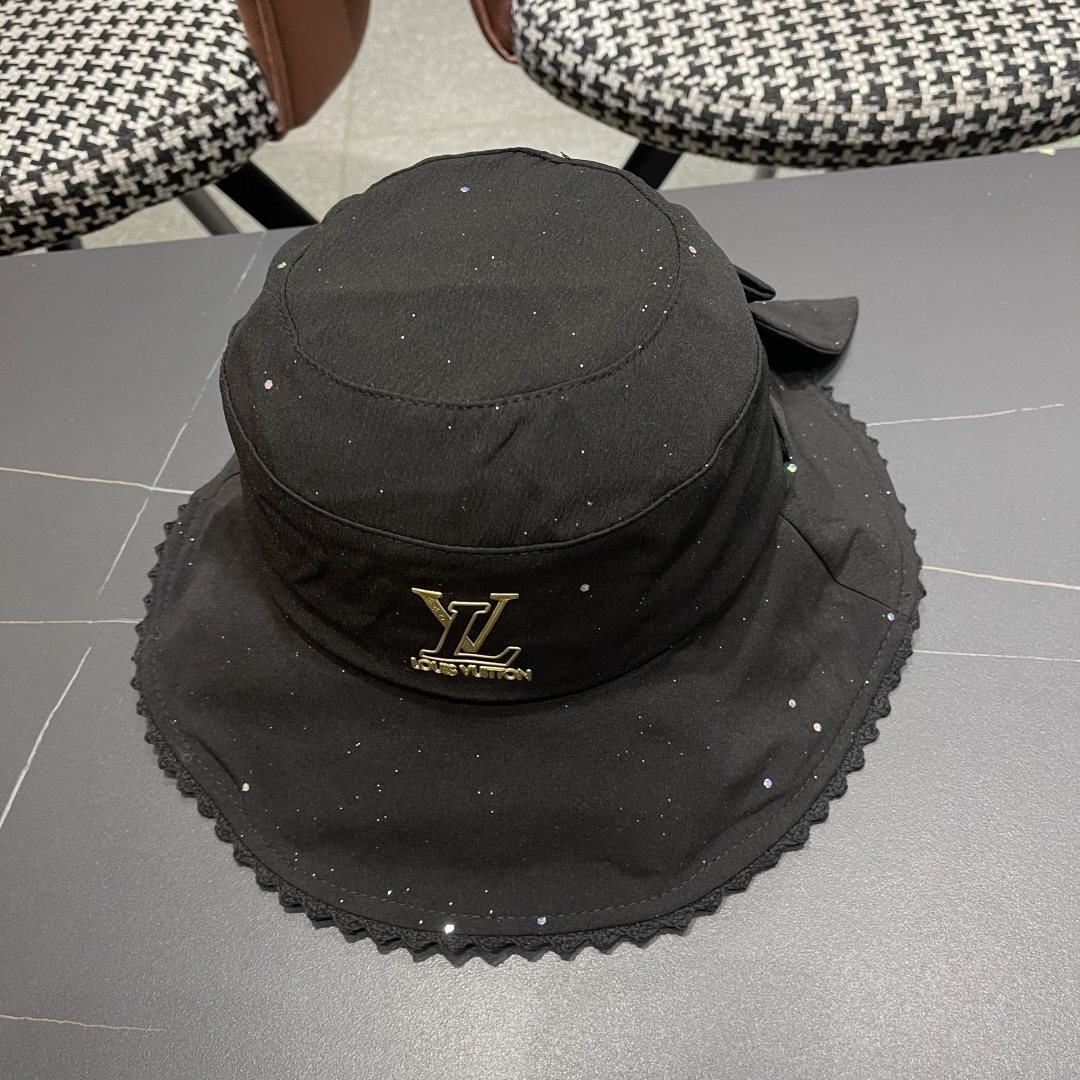  lv路易威登2025新款蝴蝶结防晒渔夫帽子女旅游度假太阳帽休
闲沙滩遮阳帽时尚岔帽