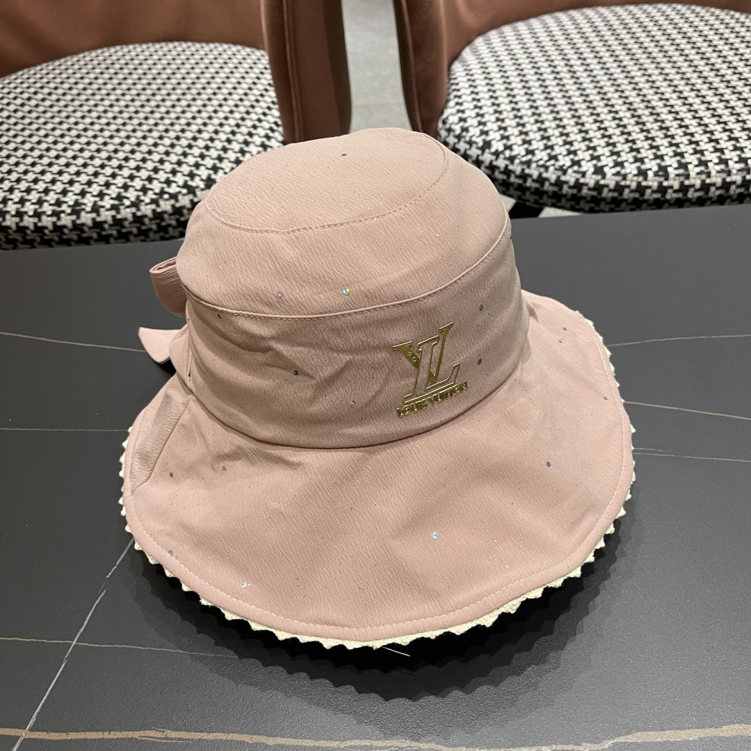  lv路易威登2025新款蝴蝶结防晒渔夫帽子女旅游度假太阳帽休
闲沙滩遮阳帽时尚岔帽