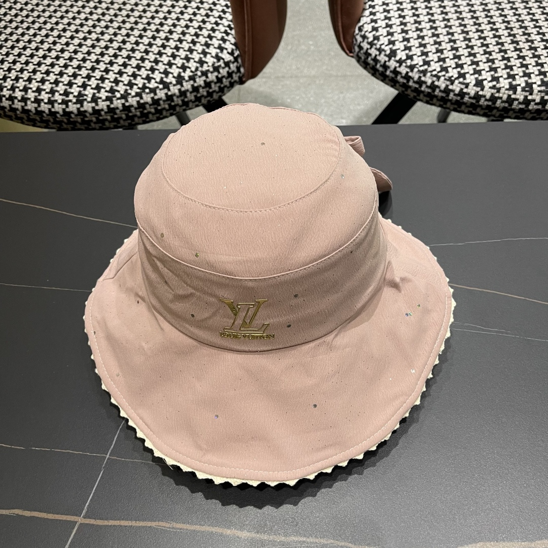  lv路易威登2025新款蝴蝶结防晒渔夫帽子女旅游度假太阳帽休
闲沙滩遮阳帽时尚岔帽