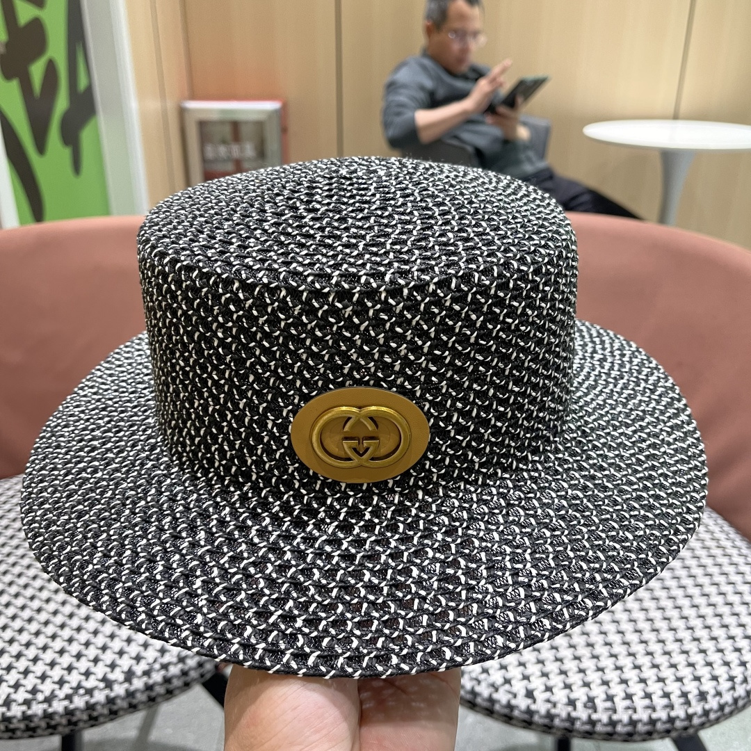   Gucci古奇2025新款镂空草帽，防晒遮阳帽，旅游出街必备