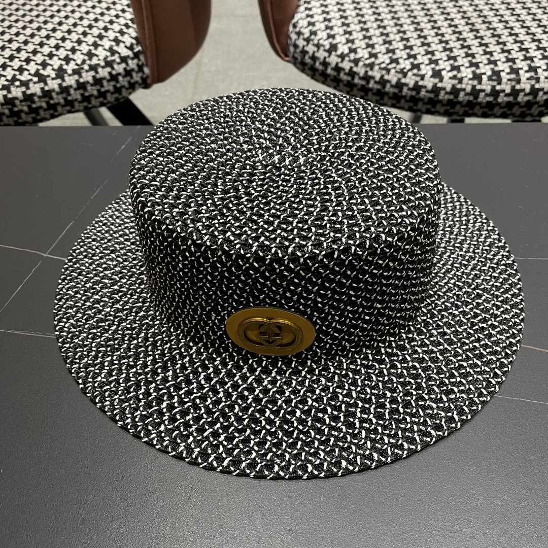   Gucci古奇2025新款镂空草帽，防晒遮阳帽，旅游出街必备